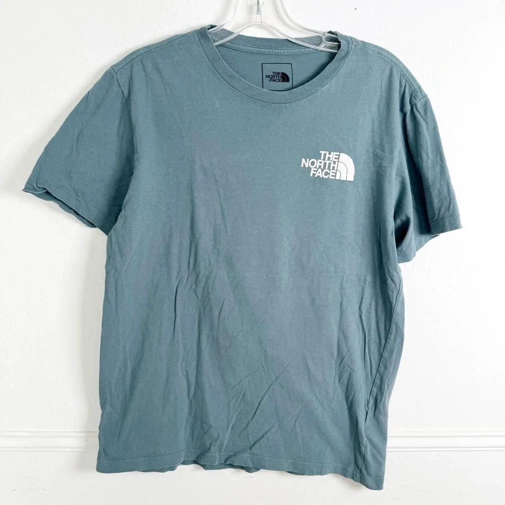 The North Face T-Shirt Mens‎ Small Blue Grey Box Logo Short Sleeve Graphic Tee